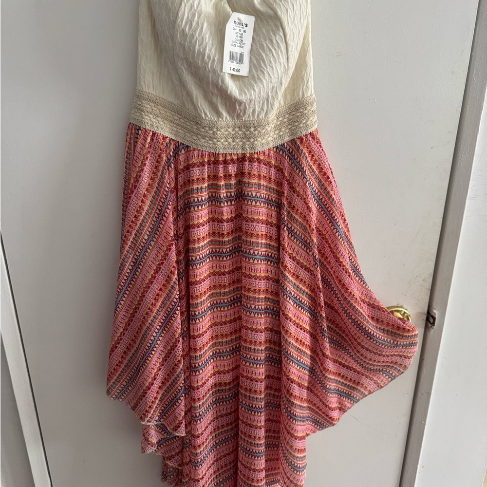 Kohl's Coral and Cream Aztec Dress